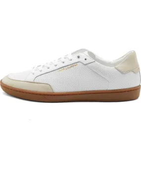 Yves Saint Laurent Men's SL-10 Court Leather Sneaker White & Gum Sneakers