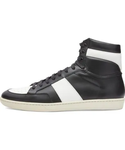 Yves Saint Laurent Men's SL-10 Hi-Top Top Sneaker Black & White Sneakers