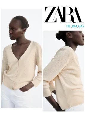 ZARA  |BEADED KNIT CARDIGAN