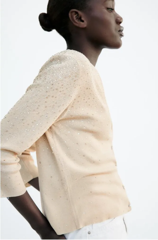 ZARA  |BEADED KNIT CARDIGAN