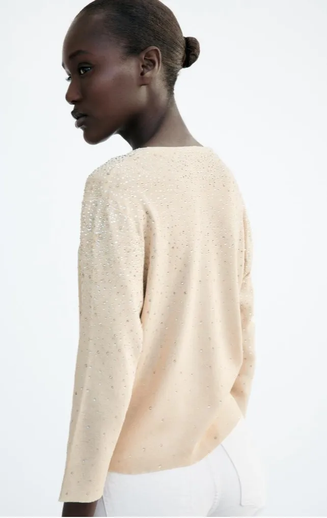 ZARA  |BEADED KNIT CARDIGAN