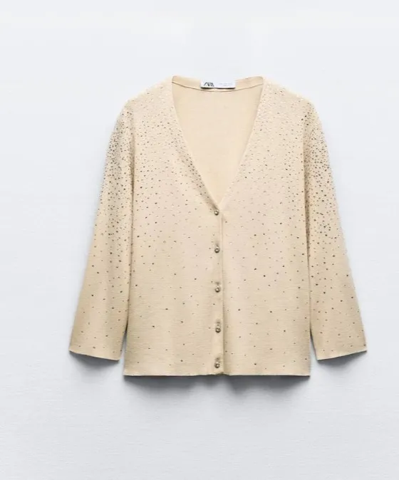 ZARA  |BEADED KNIT CARDIGAN