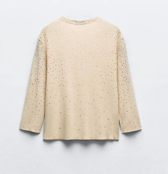 ZARA  |BEADED KNIT CARDIGAN