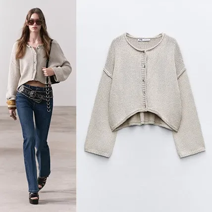 ZARA  |BOATNECK KNIT CARDIGAN