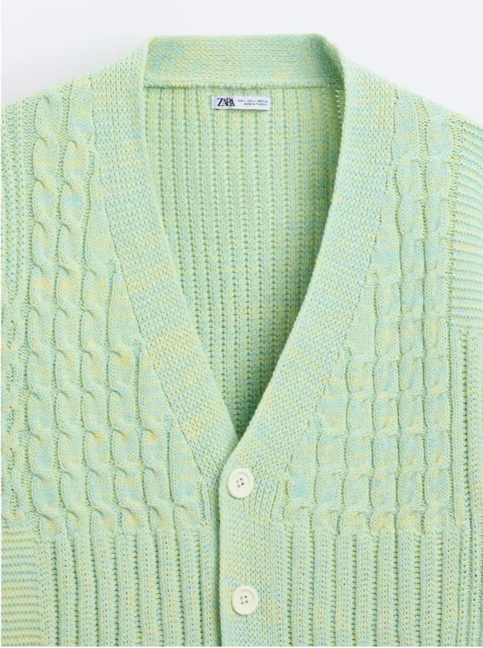 ZARA  |TEXTURED WEAVE WOVEN CARDIGAN