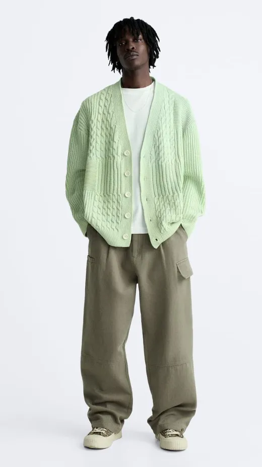 ZARA  |TEXTURED WEAVE WOVEN CARDIGAN