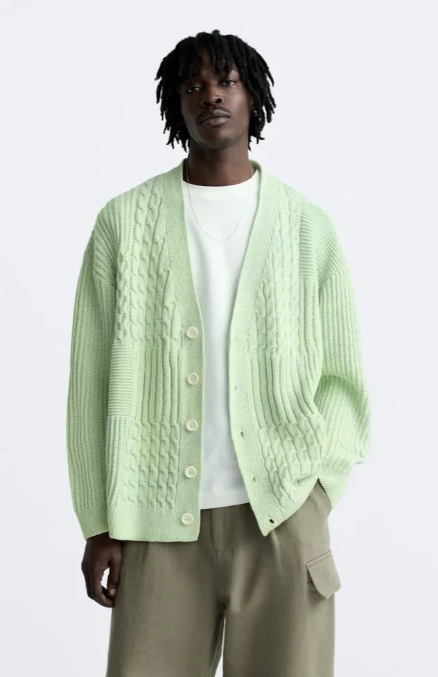 ZARA  |TEXTURED WEAVE WOVEN CARDIGAN