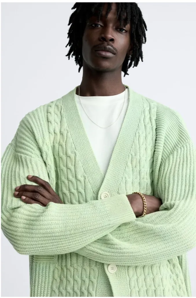 ZARA  |TEXTURED WEAVE WOVEN CARDIGAN