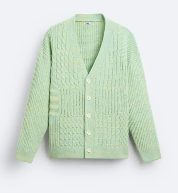 ZARA  |TEXTURED WEAVE WOVEN CARDIGAN